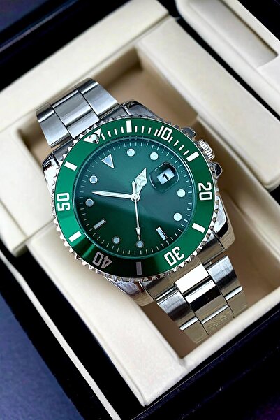 Louis Genessio Limited Edition Silver/Green Calendar Men's Wristwatch