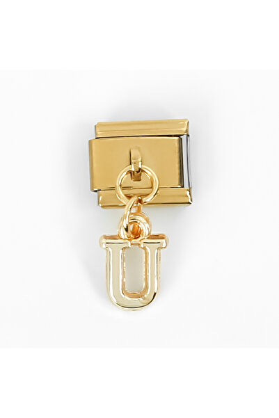 yfhobi Çelik İtalyan Bileklik Charmı, 1 Adet Paslanmaz Çelik Kulplu Harf Char...