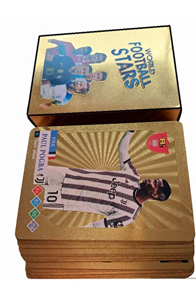 OYUNCAKSAHİLİ كرة القدم 66 بيس معدنية مرنة غير قابلة للكسر وغير مبللة ذهبية 3-D سلسلة ذهبية لكرة القدم رونالدو بطاقة الألعاب