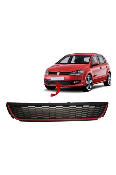 gkl Vw Polo Ön Tampon Orta Izgara Kırmızı 2009-2014 6r0853671