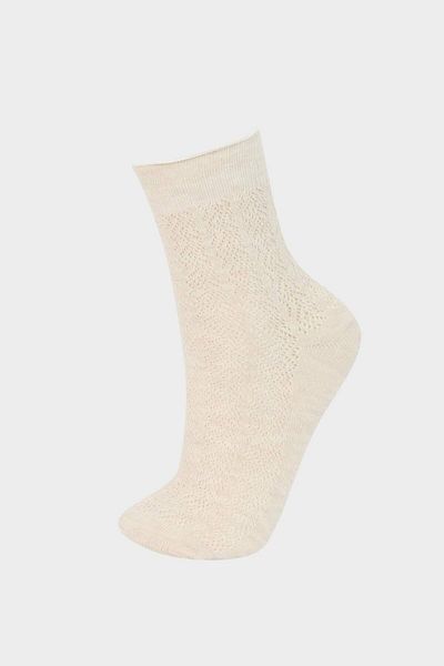 DeFacto Nahtlose, durchbrochene Premium-Sockelsocken aus gekämmter Baumwolle für Damen E8619axns