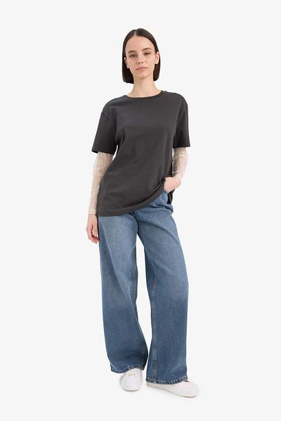 DeFacto Coool Oversize Wide Fit Crew Neck Long Sleeve T-Shirt E7605Ax25Sp