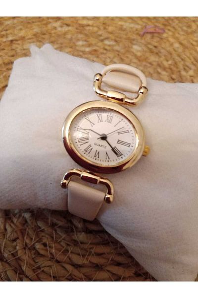 Brality (Beige) Leather Strap Special Series Women's Beige Color Minimal Wrist Watch 0057