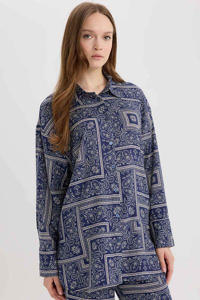 DeFacto Shawl Patterned Viscose Beach Shirt-Fall in Love C3158Ax25Sp