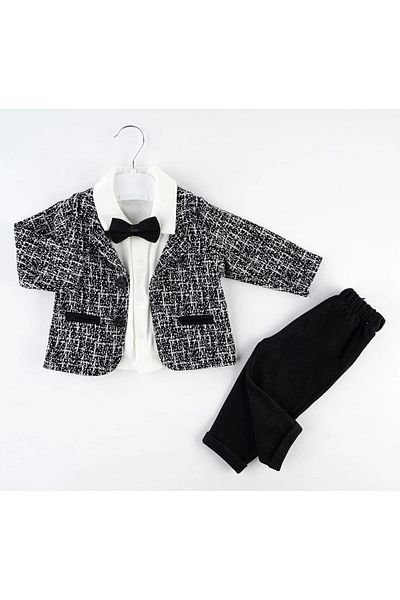 Mc Emirix Kids Wear Fi̇lotali Patterned Jacket 3-Piece Set