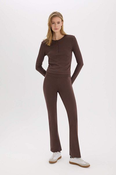 DeFacto Coool Fitted Basic Plain Rib Long Sleeve T-Shirt E7680Ax25Sp