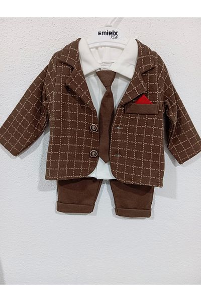 Mc Emirix Kids Wear Handkerchief Tie Jacket 3 Piece Set