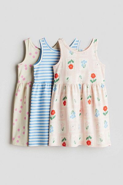 H&M 3-pack printed cotton dresses