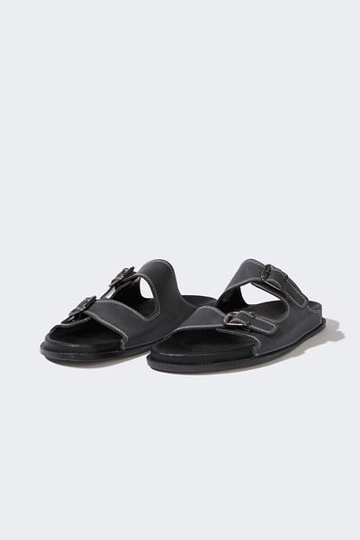 DeFacto Men's Flat Sole Double Banded Faux Leather Slippers E6251Ax25Hs