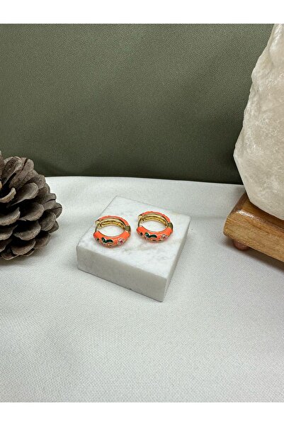 Tudivanyu Aksesuar الأزهار المينا اللون البرتقالي هوب الأقراط