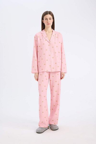 DeFacto Pijama țesută de lungime lungă Six-fall In Love E5773ax25sp
