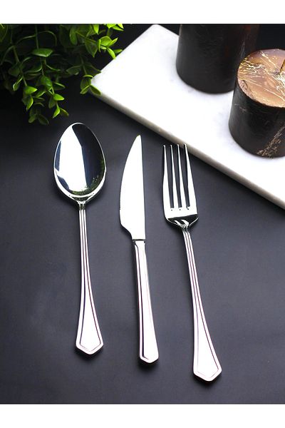Rollers Petra 18 Piece Dinner Fork Spoon Knife Set for 6 People