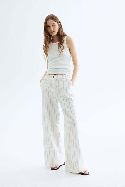 H&M Wide Linen-blend Trousers