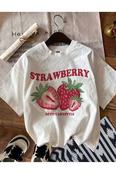 Josette Μπλουζάκι Unisex Strawberry Printed Oversize