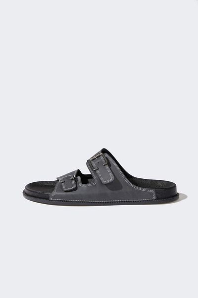 DeFacto Men's Flat Sole Double Banded Faux Leather Slippers E6251Ax25Hs