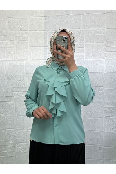 Zeynep Butik Önü Fırfırlı Jesica Kumaş Etek Üstü Gömlek 1802