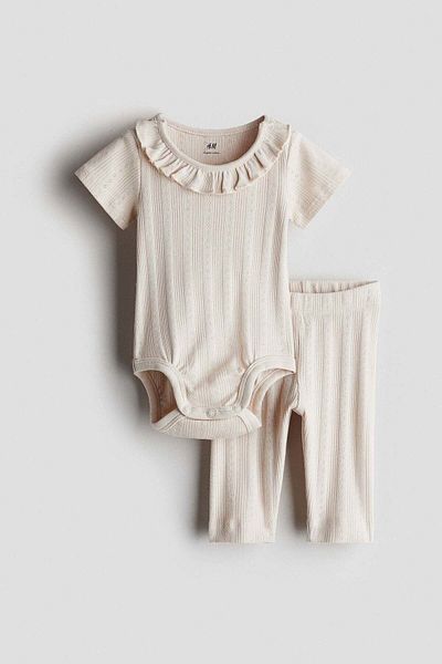 H&M 2-piece pointelle cotton set