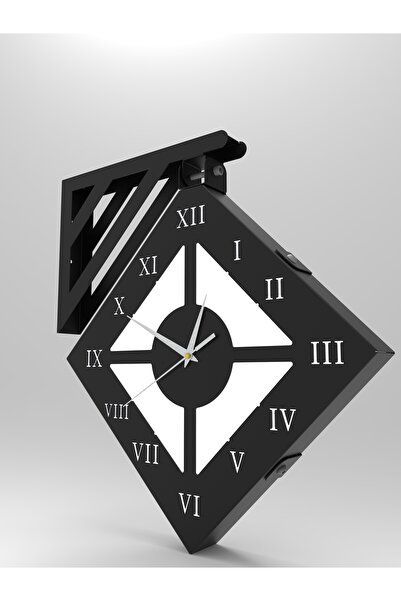 Home Elmas Şeklinde Çift Taraflı Endüstriyel Siyah Metal Duvar Saati, Ev ve İ...