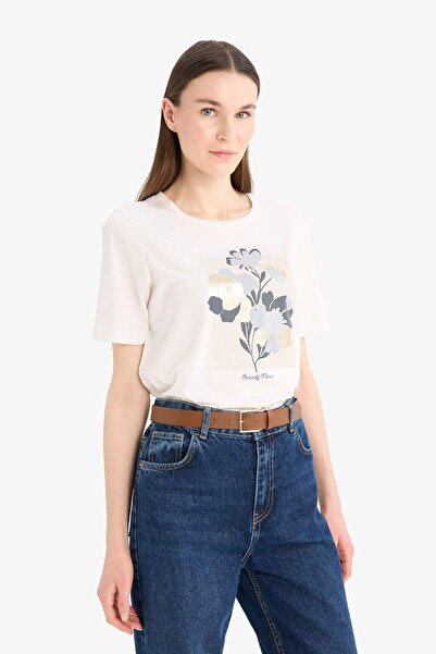 DeFacto Relax Fit Bisiklet Yaka Baskılı Kısa Kollu Tişört C2121AX25SM