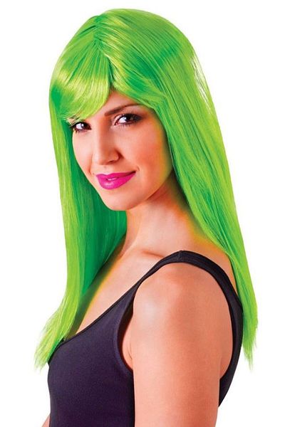 SAVA HOME COLLECTİON Green Color Long Straight Party Wig