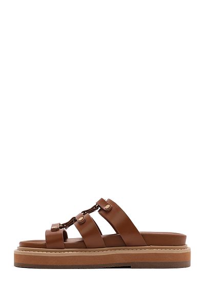 Derimod Women's Tan Thick Soled Slippers 25Sfe 400818
