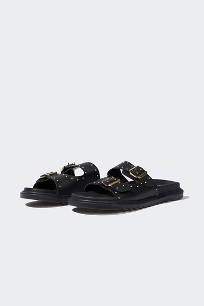 DeFacto Women's Flat Sole Double Banded Faux Leather Slippers E7112Ax25Sp
