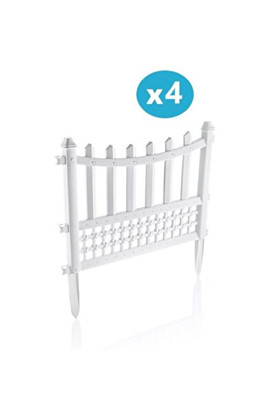 Omnipazar SY-5998 Elite Plastik Dekoratif Bahçe Çiti 4'lü Set 60x55 cm Beyaz