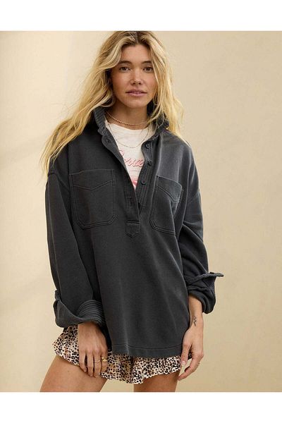 AMERICAN EAGLE Aerie Popover Polo Sweatshirt