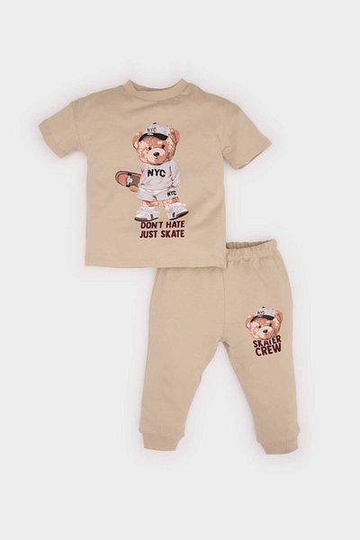 DeFacto Baby Boy 2'li Σετ Bear Printed No Sleeves Yeganeci και φούτερ