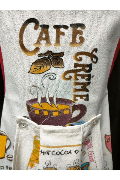 yörük tuhafiye Cafe Model Towel Patterned Kitchen Apron Waterproof Kitchen Apron