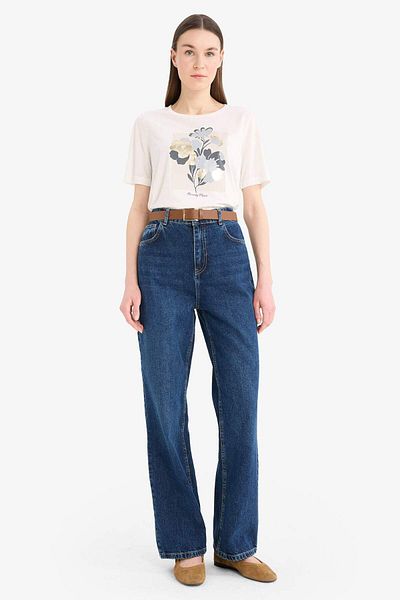 DeFacto Relax Fit Crew Neck Printed Short Sleeve T-Shirt C2121Ax25Sm