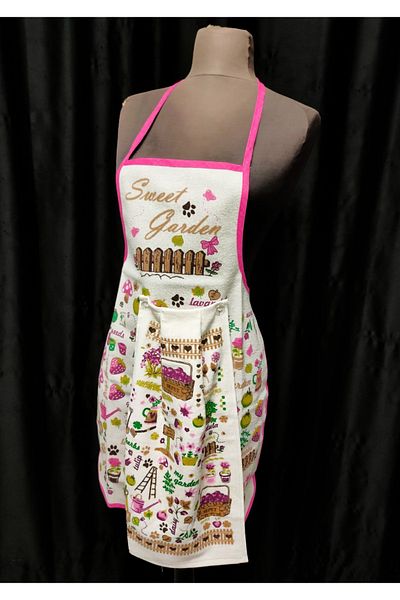 yörük tuhafiye Garden Model Patterned Kitchen Apron with Towel Waterproof Kitchen Apron