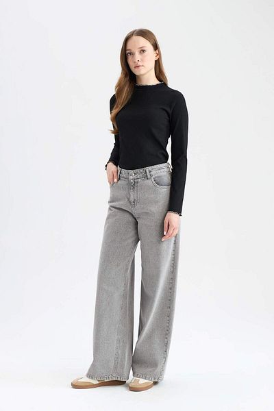 DeFacto Ribbed Long Sleeve Camisole T-Shirt - E9540Ax25Sp