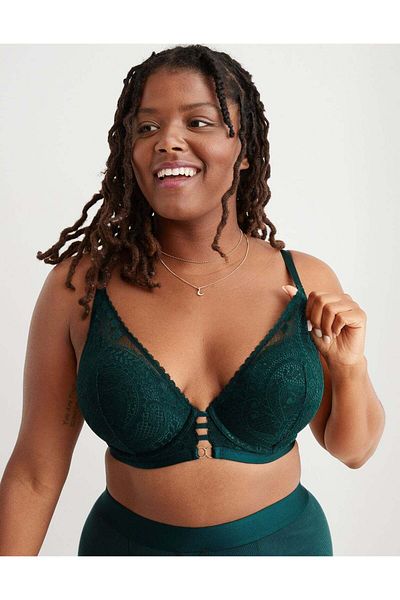 AMERICAN EAGLE Aerie Real Power Plunge Push Up Paisley Lace Bra