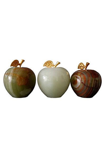 Natural Onyx Stone Apple Trinket | Decorative Table Top and Office Accessory | 5.5 x 5 cm