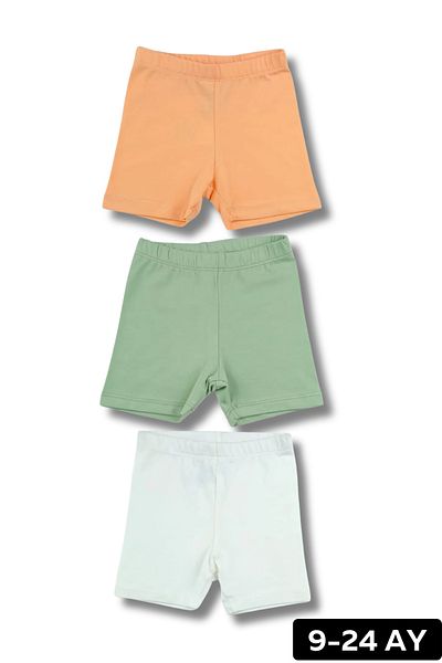 Via Girls Baby Girl Short Leggings Set of 3 Solid Color for 9-24 Months Rain