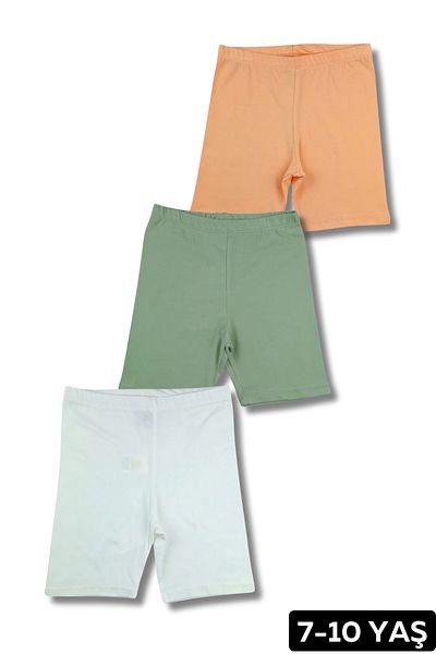 Via Girls 7-10 Years Old Girls' Leggings - 3 in Cotton Solid Color Short Leggings