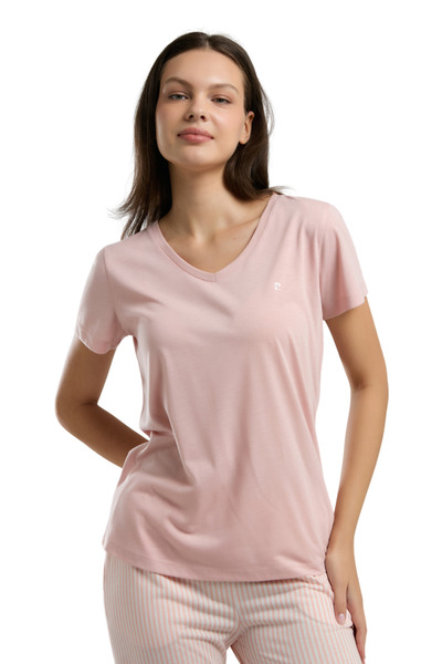 Pierre Cardin Women's Short Sleeve V-Neck Pocket Detailed Pajama Set Vr.Pc.K90.T11.Yd1