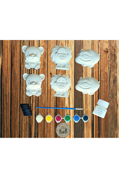 Misse 6 Adet (3D) Aslanlı Hayvan Taş Boyama Figürü Çocuk Gelişimi Boyama Etki...