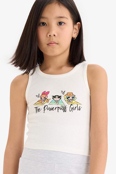 DeFacto Dziewczęcy top z okrągłym dekoltem PowerPuff Girls E6520A825HS