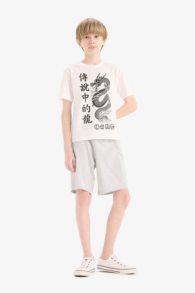 DeFacto Boy's 2 Piece Set Printed Short Sleeve T-Shirt Elastic Waist Shorts F1230A825Sm
