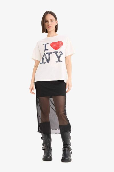 DeFacto Cool μπλουζάκι NY "Love Oversize" Crew Neck