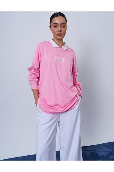 KYR Φούτερ με στάμπα Polo Neck Candy Pink