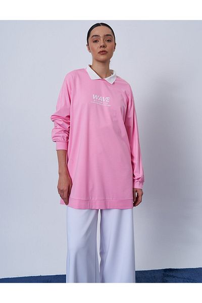 KYR Φούτερ με στάμπα Polo Neck Candy Pink