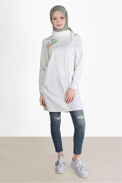 Alvina SHOULDER BUBBLE DETAIL EMBROIDERED TUNIC 42541