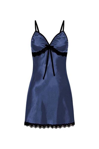Generic Floral Lace Trim Bowknot Dress Blue