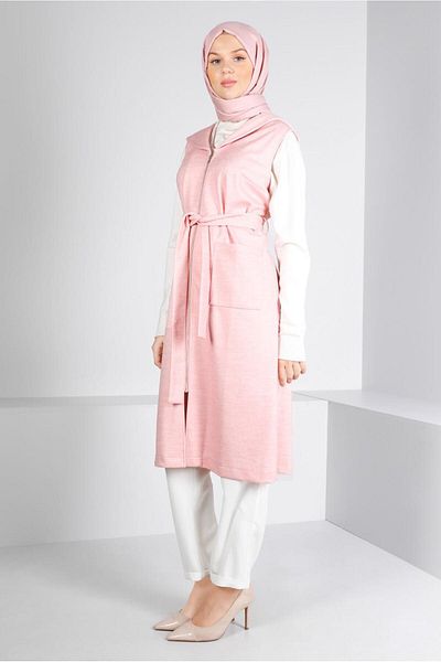 Alvina Hooded Belted Vest 43432