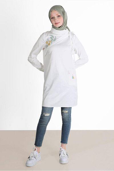 Alvina SHOULDER BUBBLE DETAIL EMBROIDERED TUNIC 42541