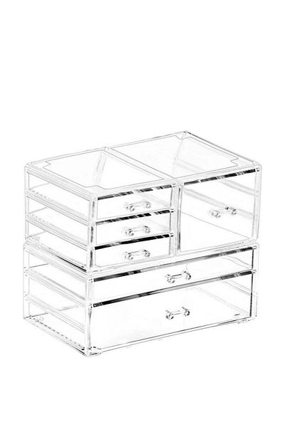 COOYA 6-piece stackable desktop storage box,drawer design,free combination,for many occasions,transparent