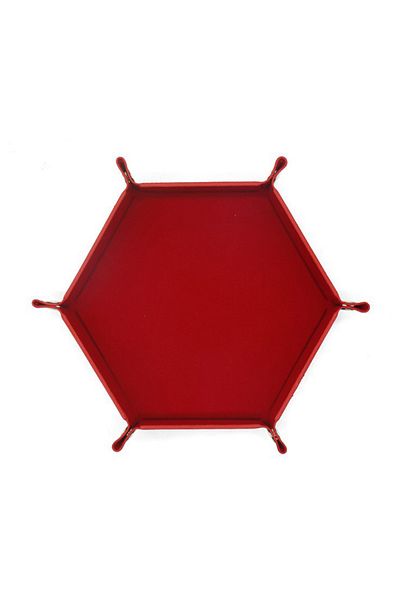 Choice Red 1pc Hexagonal Dice Tray and Miscellaneous Storage Box Board Game Dice Tray Accessories Leather D